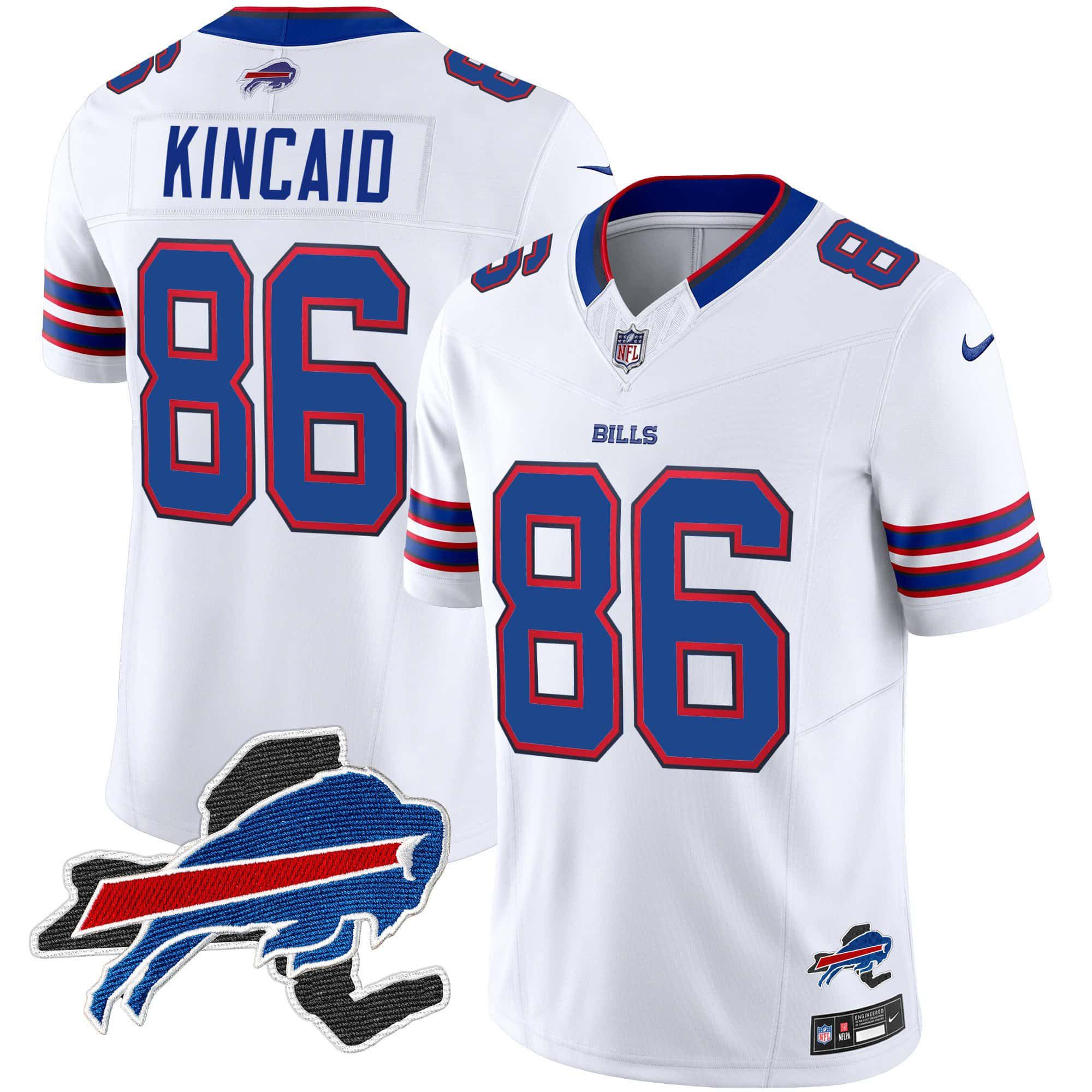 Men Buffalo Bills #86 Kincaid White 2024 Nike Patch Vapor Limited NFL Jersey